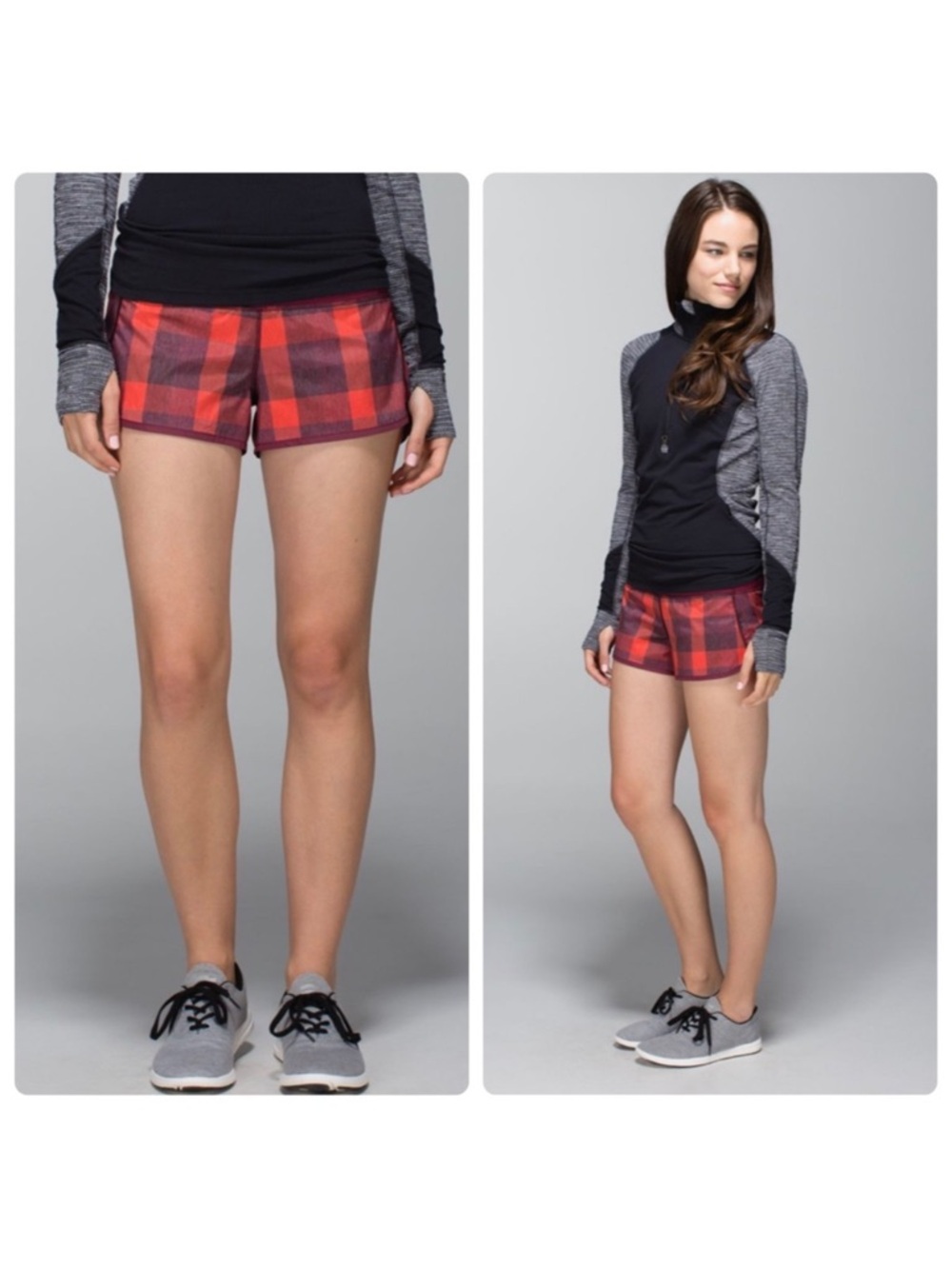 Lululemon Run Speed Shorts Red Plaid Yama Check Size 10 2.5”